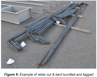 Engineering figure: figure 9 example of rebar cut bent bundled and tagged